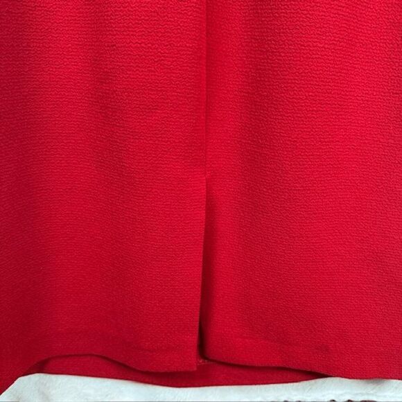 NWOT Badgley Mischka Red Mock Neck Knee Length Dress Pintucks Back Zip Size 4 - Picture 6 of 14